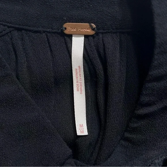 SOLD-Free People Ruffled Crochet Lace Black Draped Relaxed Long Sleeve Top - Picture 12 of 13